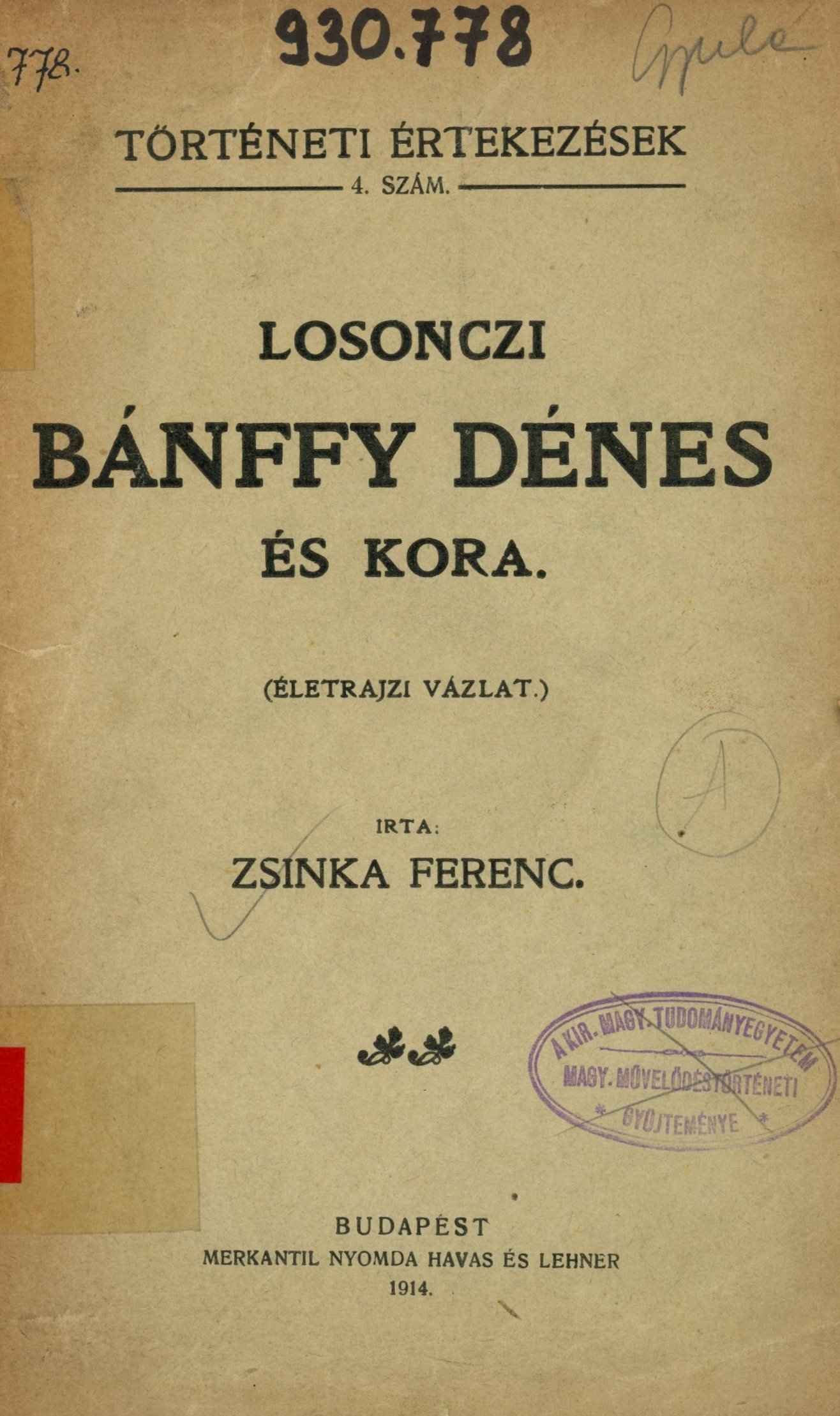 Zsinka Ferenc (Erkel Ferenc Múzeum és Könyvtár, Gyula CC BY-NC-SA)