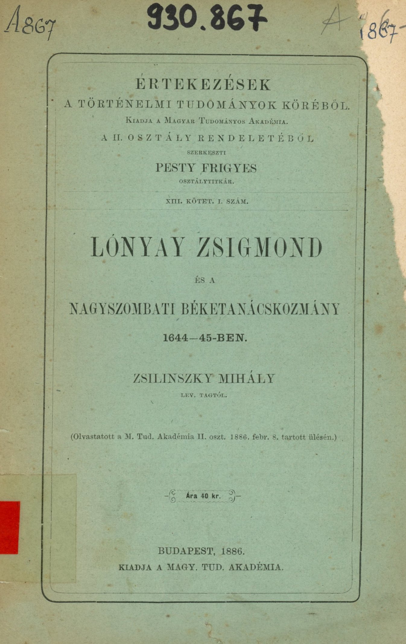 Zsilinszky Mihály (Erkel Ferenc Múzeum és Könyvtár, Gyula CC BY-NC-SA)