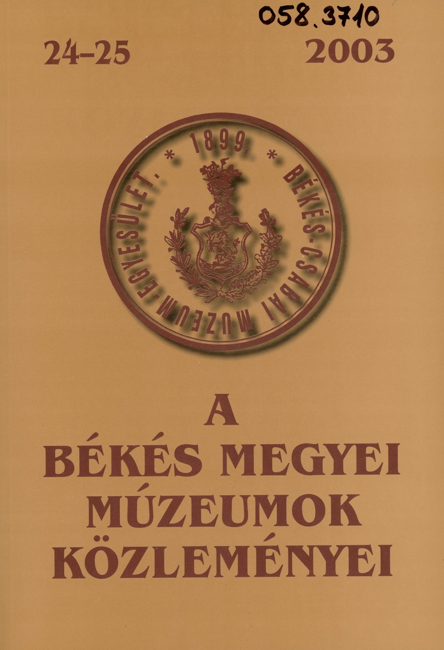 A Békés Megyei Múzeumok Közleményei 24-25. (Erkel Ferenc Múzeum és Könyvtár, Gyula CC BY-NC-SA)