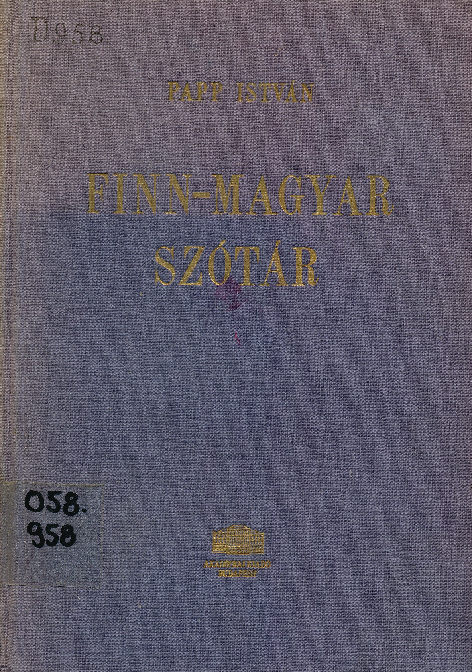 Finn - Magyar szótár (Erkel Ferenc Múzeum és Könyvtár, Gyula CC BY-NC-SA)