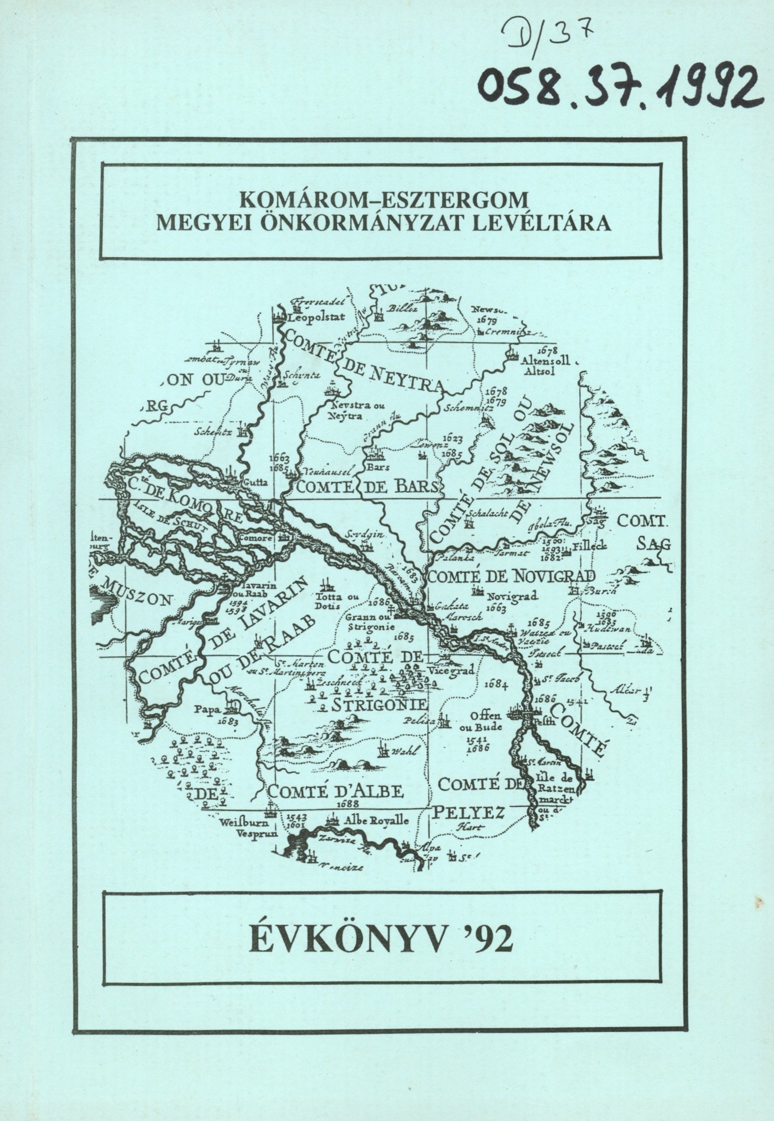 Komárom-Esztergom Megyei Önkormányzat Levéltára Évkönyv '92 (Erkel Ferenc Múzeum és Könyvtár, Gyula CC BY-NC-SA)