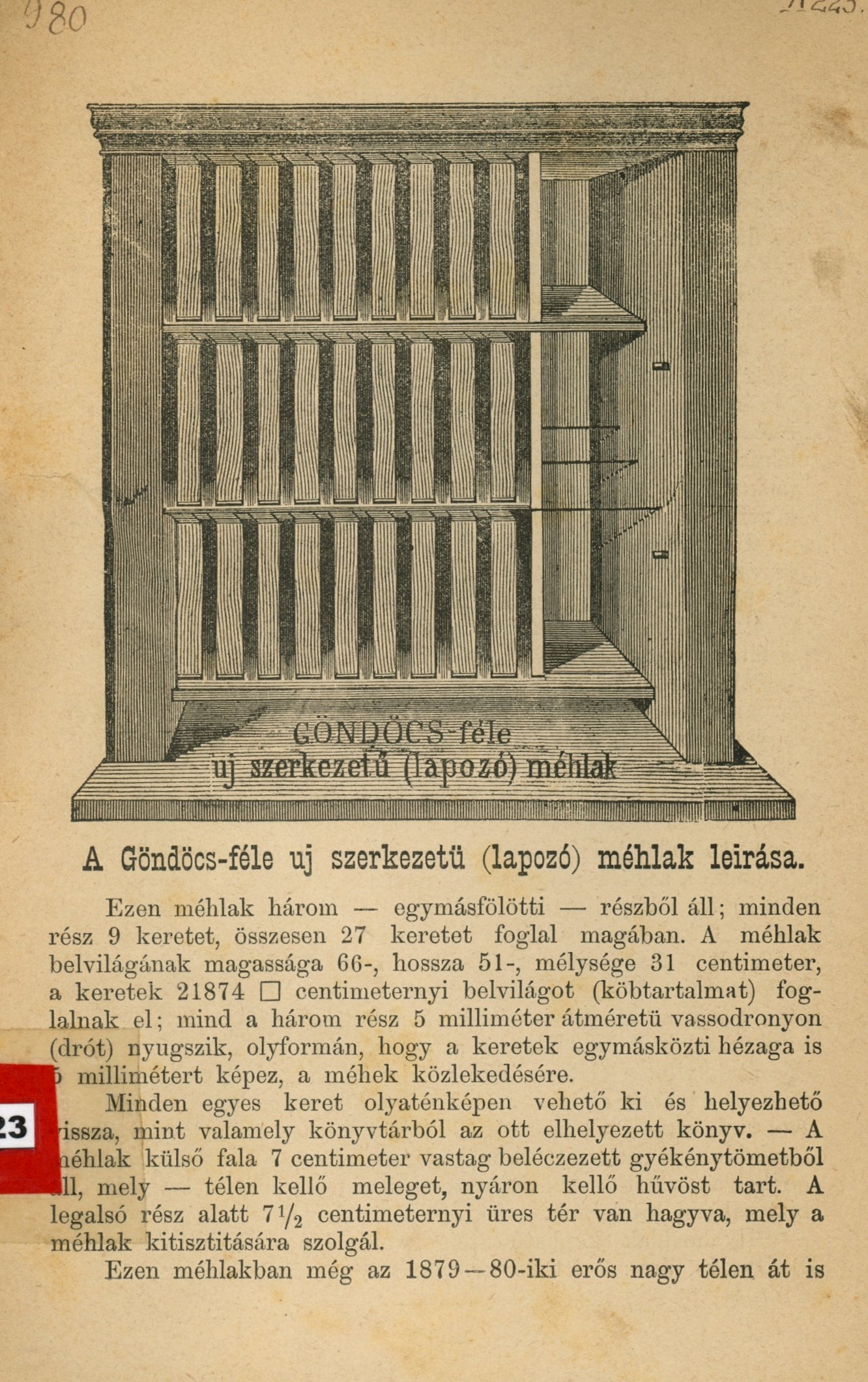 A Göndöcs- féle új szerkezetű (lapozó) méhlak leírása (Erkel Ferenc Múzeum és Könyvtár, Gyula CC BY-NC-SA)