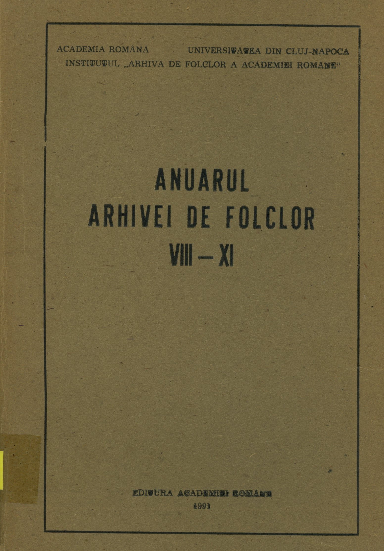 Anuarul Arhivei de Folclor VIII - XI (Erkel Ferenc Múzeum és Könyvtár, Gyula CC BY-NC-SA)