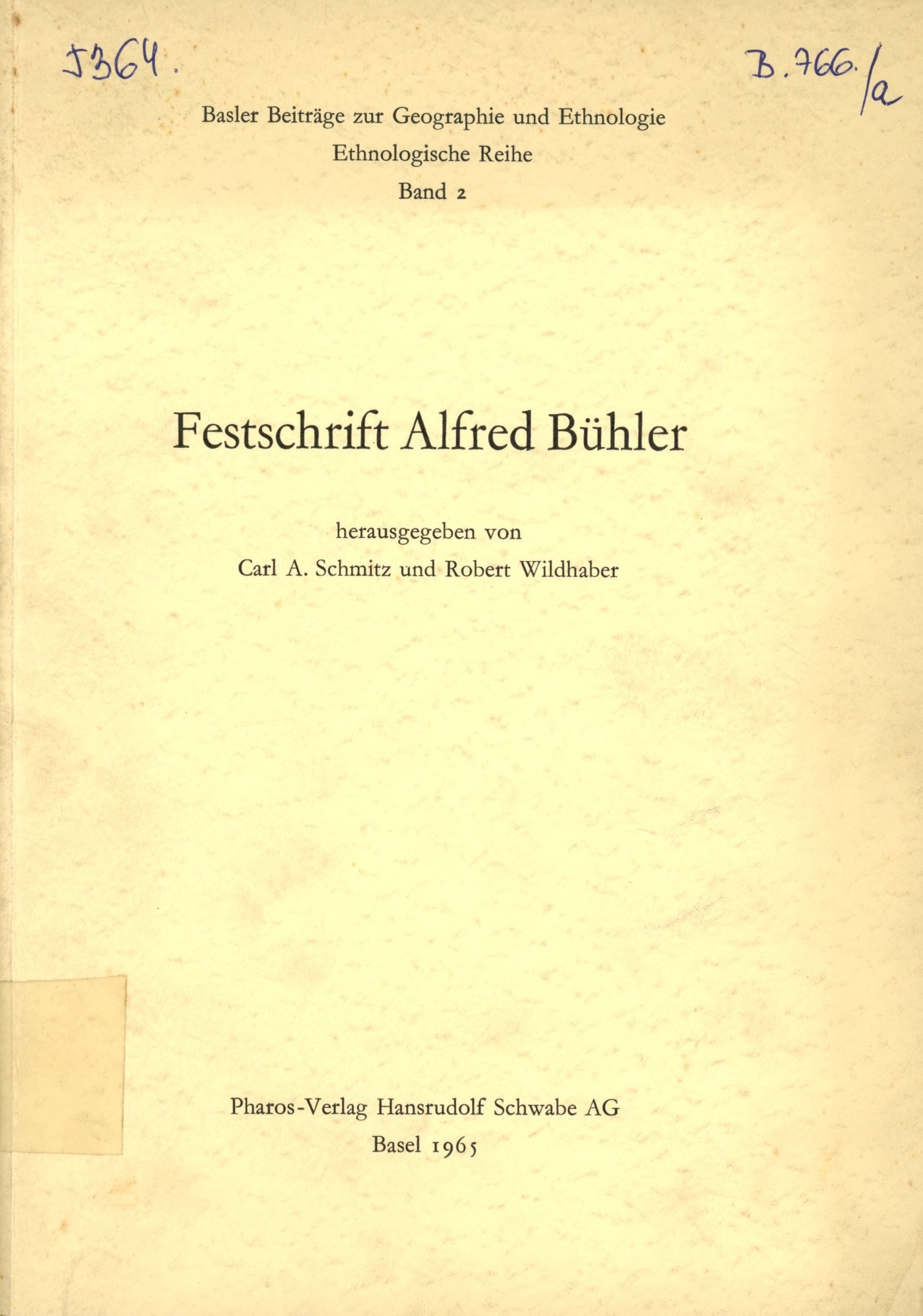 Festschrift Alfred Bühler (Erkel Ferenc Múzeum és Könyvtár, Gyula CC BY-NC-SA)