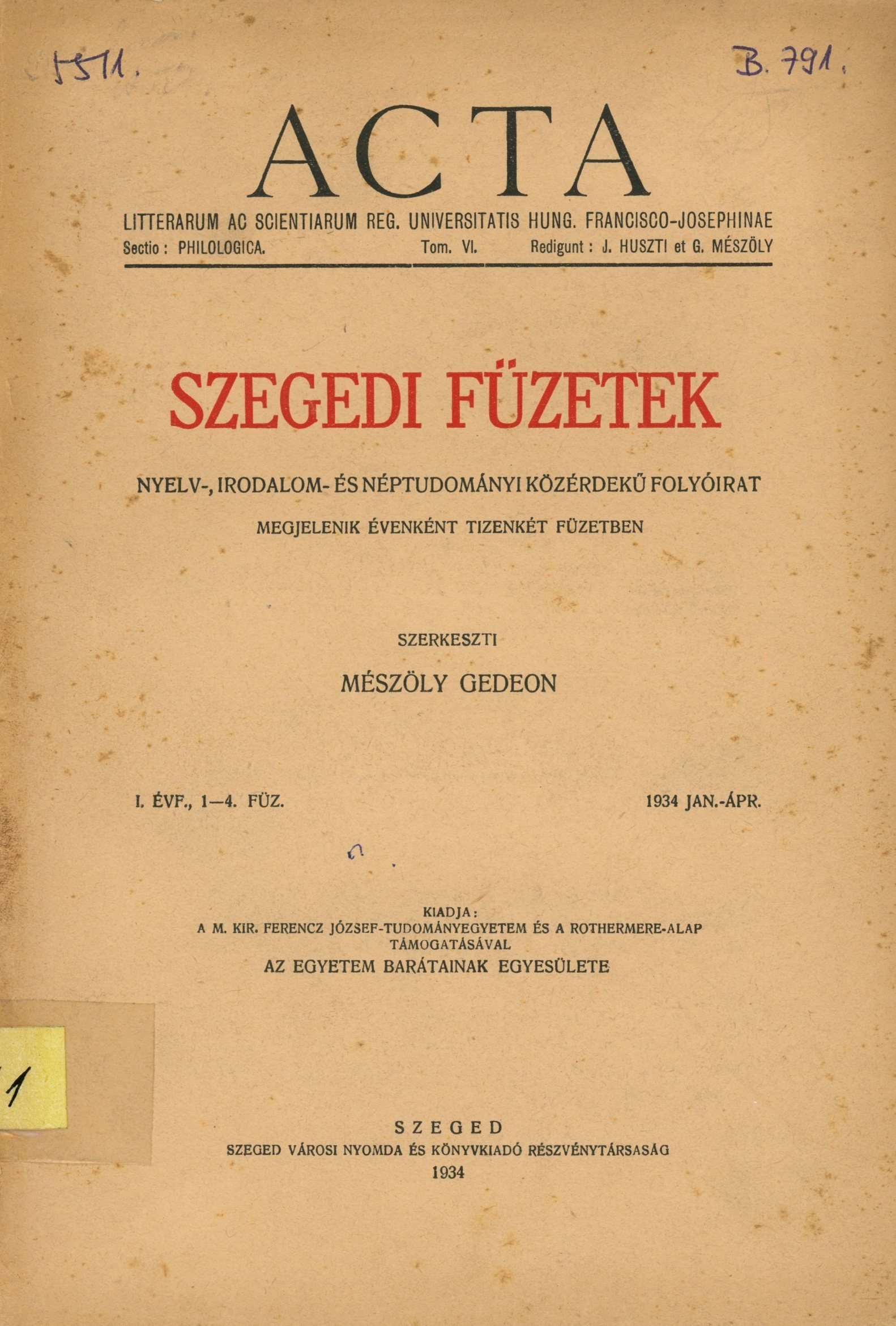 Szegedi Füzetek (Erkel Ferenc Múzeum és Könyvtár, Gyula CC BY-NC-SA)
