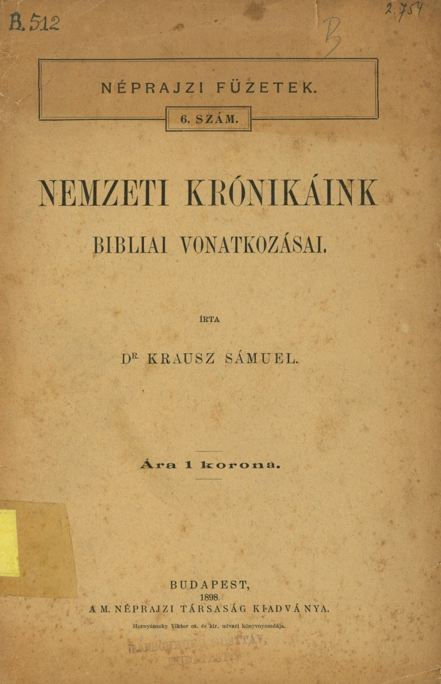 Dr. Krausz Sámuel (Erkel Ferenc Múzeum és Könyvtár, Gyula CC BY-NC-SA)