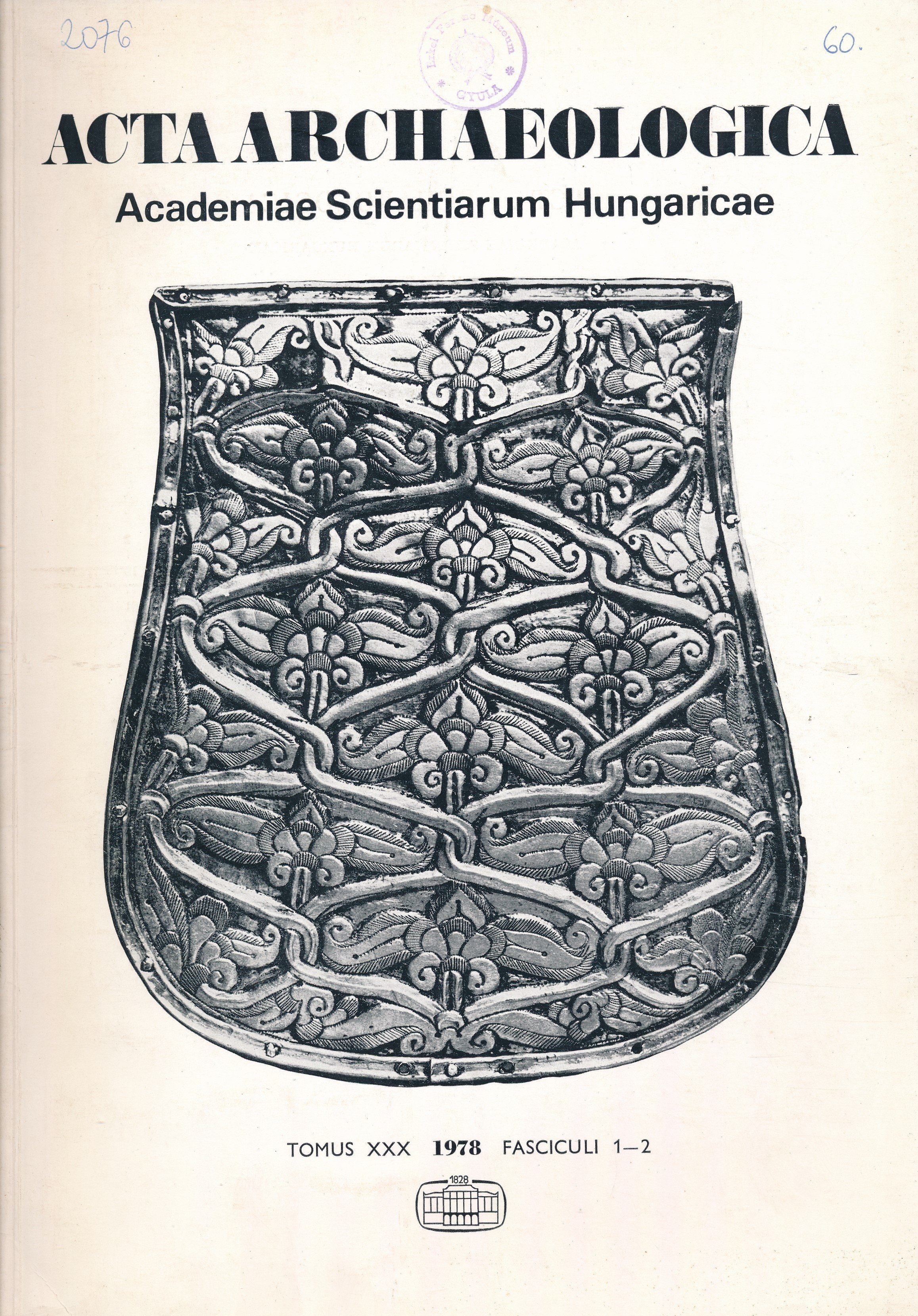 Acta Archaeologica 1978. XXX. 1 - 2. (Erkel Ferenc Területi Múzeum, Gyula CC BY-NC-SA)