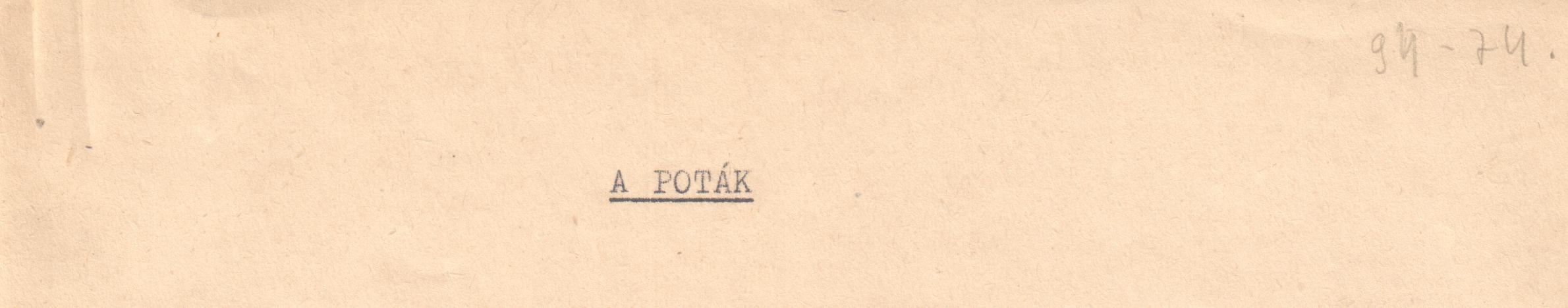 A poták c. cikk gépirata. (Viski Károly Múzeum Kalocsa RR-F)