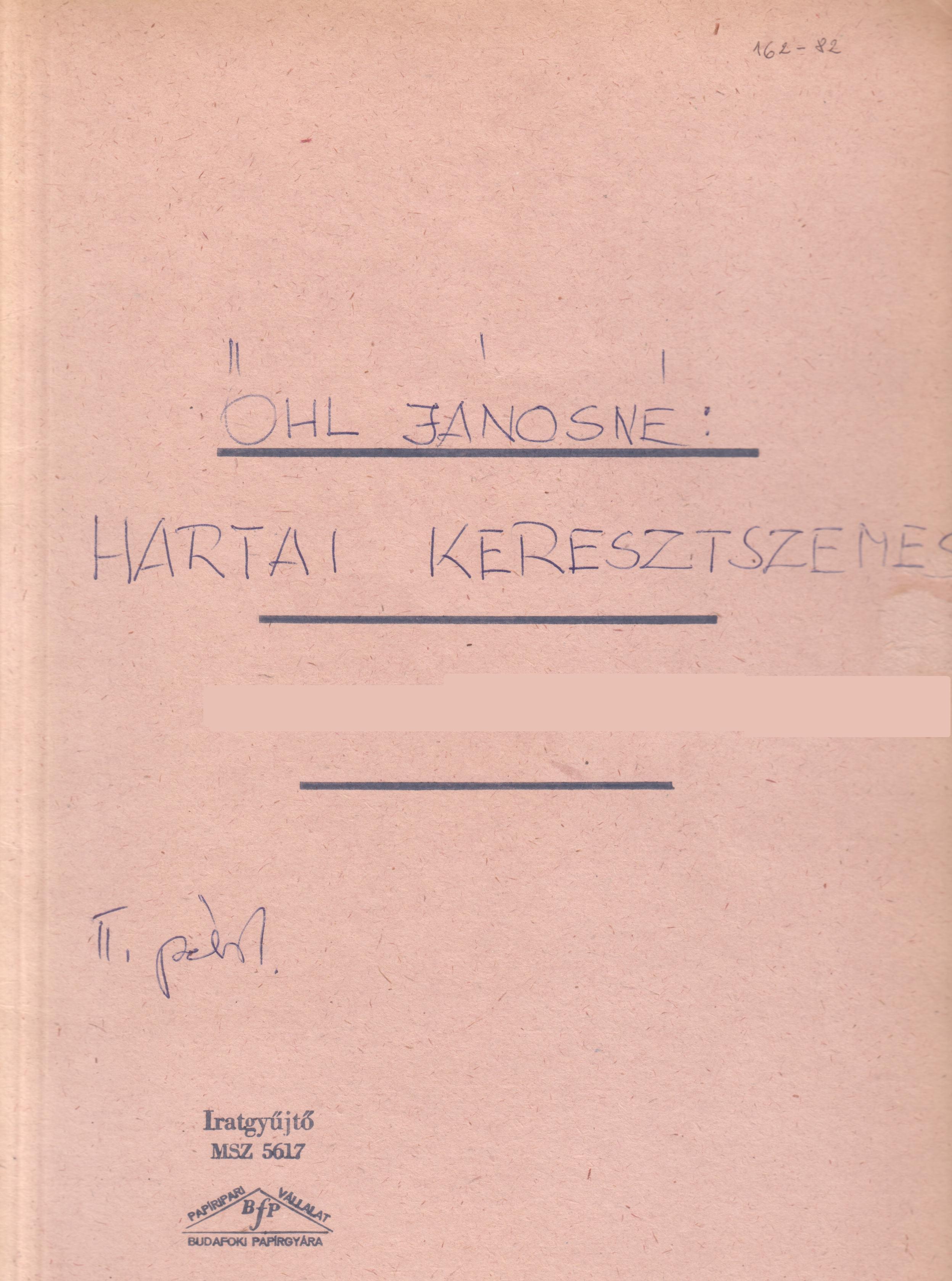 Hartai német keresztszemes c. pályázat gépirata. (Viski Károly Múzeum Kalocsa RR-F)