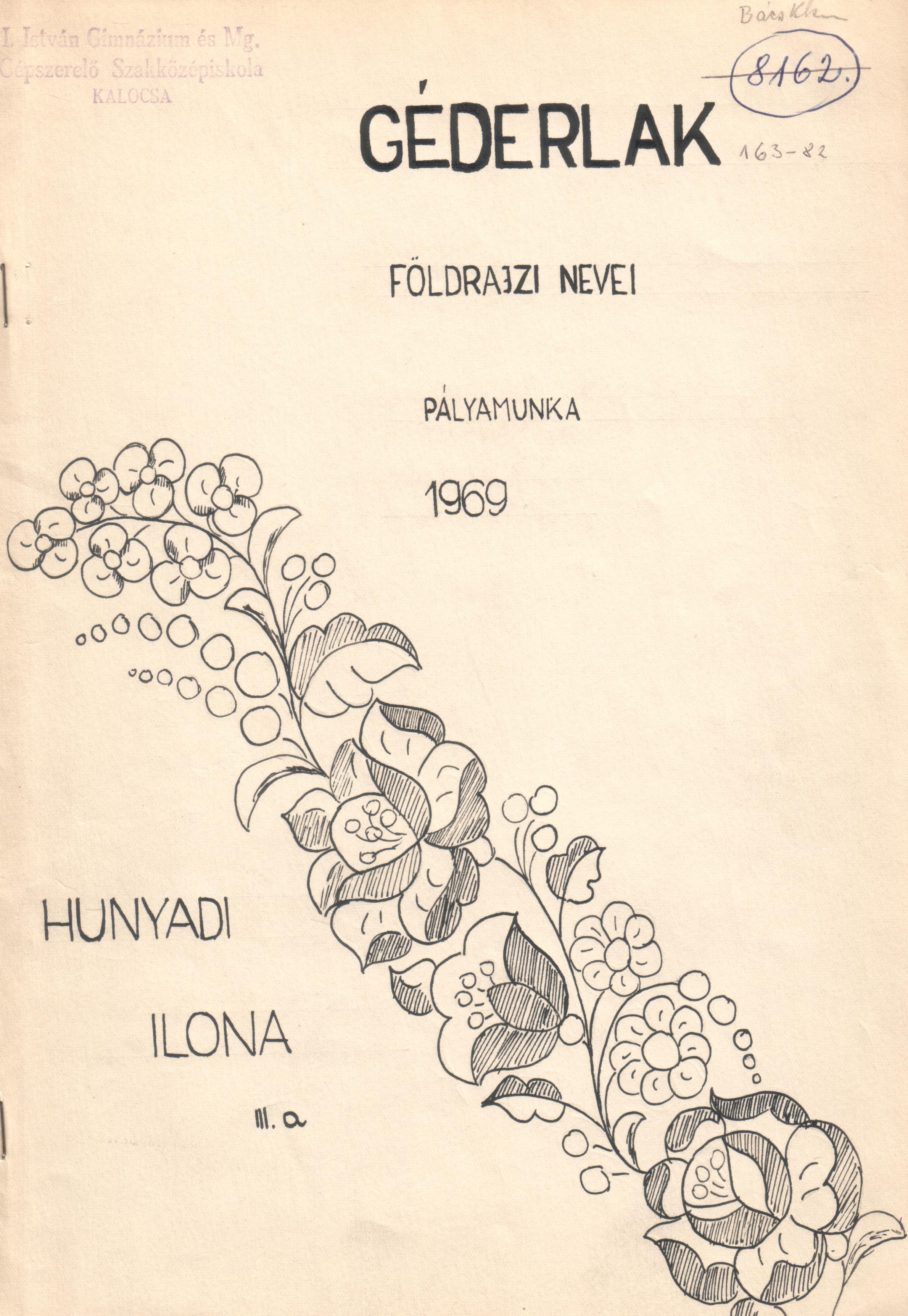 Géderlak földrajzi nevei c. pályázat gépirata. (Viski Károly Múzeum Kalocsa RR-F)
