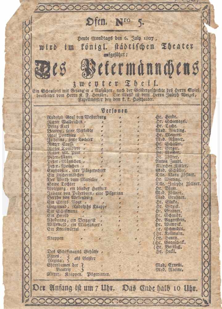 Színházi plakát, Des Pettermannchens (Viski Károly Múzeum Kalocsa RR-F)