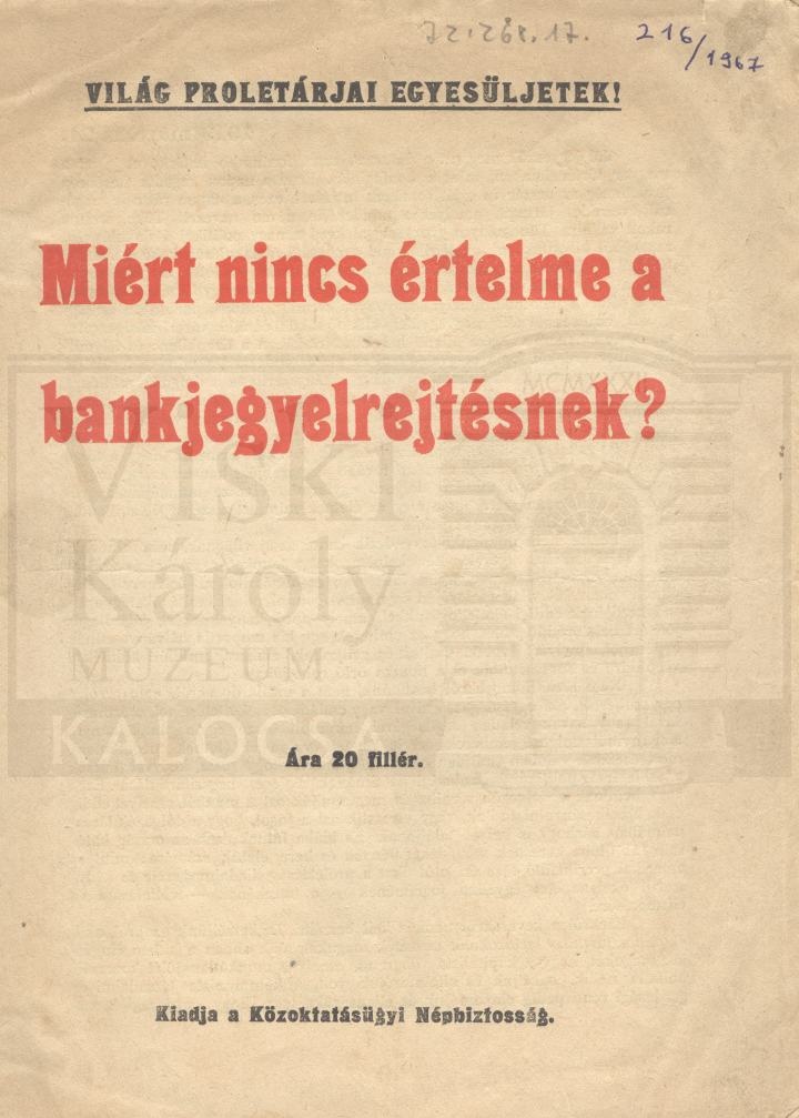 Brossúra (Viski Károly Múzeum Kalocsa RR-F)