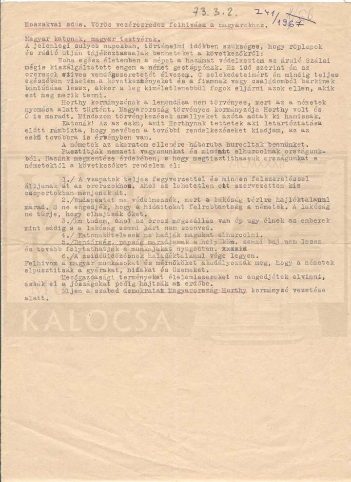 Moszkvai adás (Viski Károly Múzeum Kalocsa RR-F)