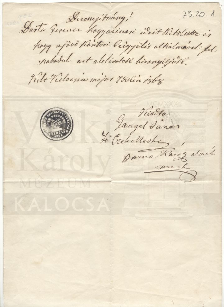 Kézirat (Viski Károly Múzeum Kalocsa RR-F)