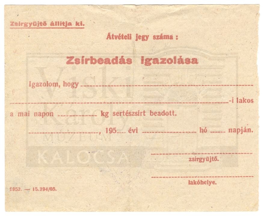 Nyomtatvány (Viski Károly Múzeum Kalocsa RR-F)