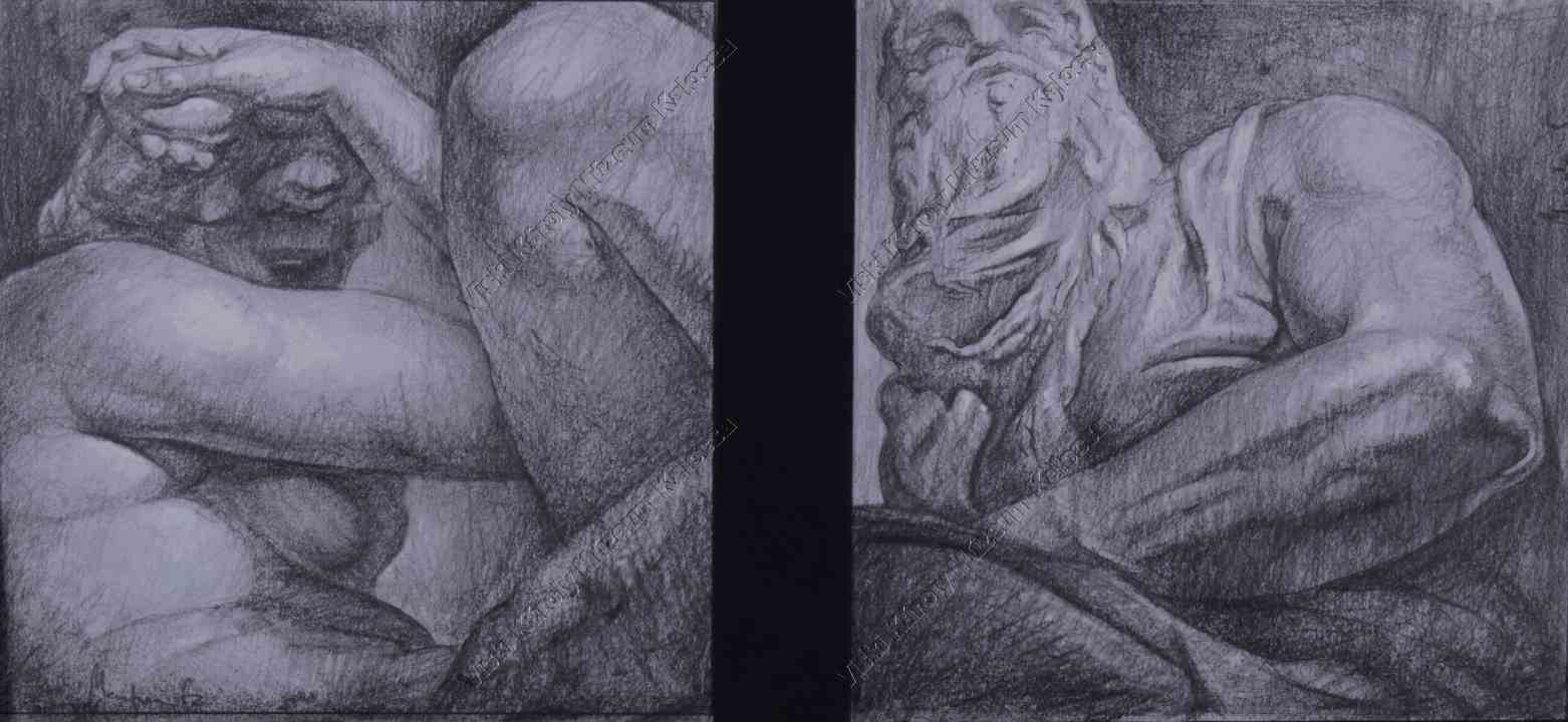 Grafika, "Hommage á Michelangelo Mózes" (Viski Károly Múzeum Kalocsa RR-F)