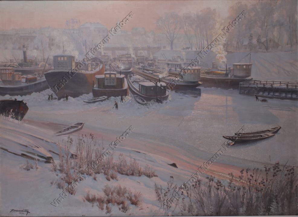 Festmény, "Téli pihenő" (Viski Károly Múzeum Kalocsa RR-F)
