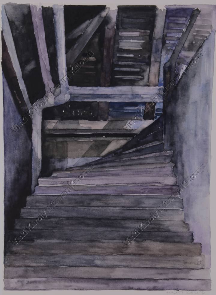 Festmény, "Lépcső lila fényben" (Viski Károly Múzeum Kalocsa RR-F)