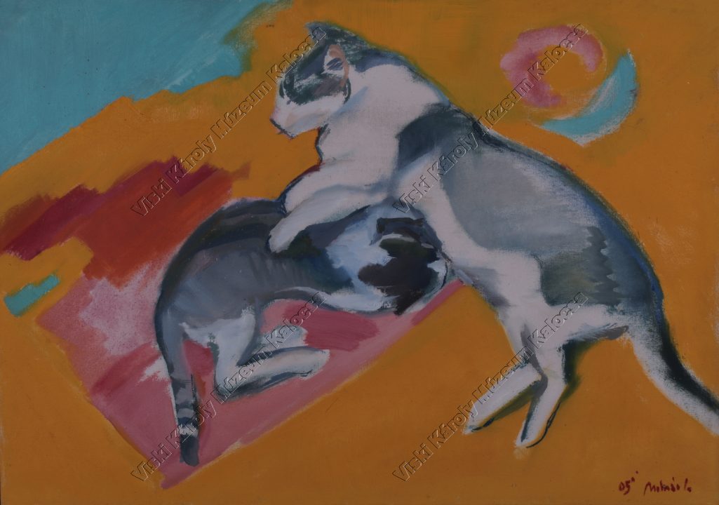 Festmény, "Macskák" (Viski Károly Múzeum Kalocsa RR-F)