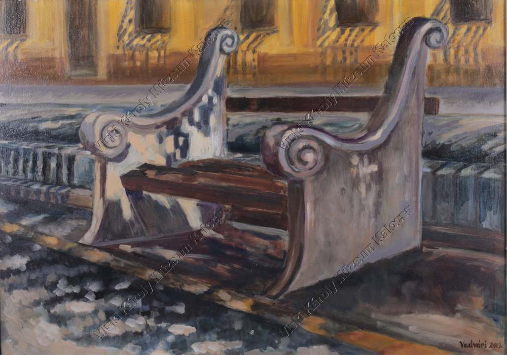 Festmény, "Pad délelőtt" (Viski Károly Múzeum Kalocsa RR-F)