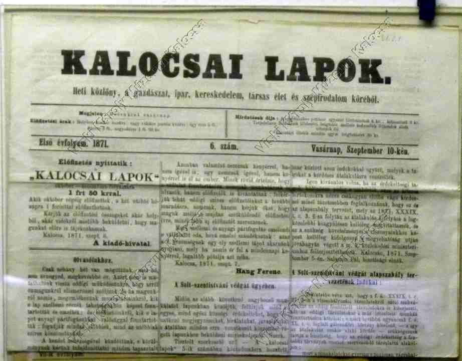 Újság, Kalocsai Lapok (Viski Károly Múzeum Kalocsa RR-F)
