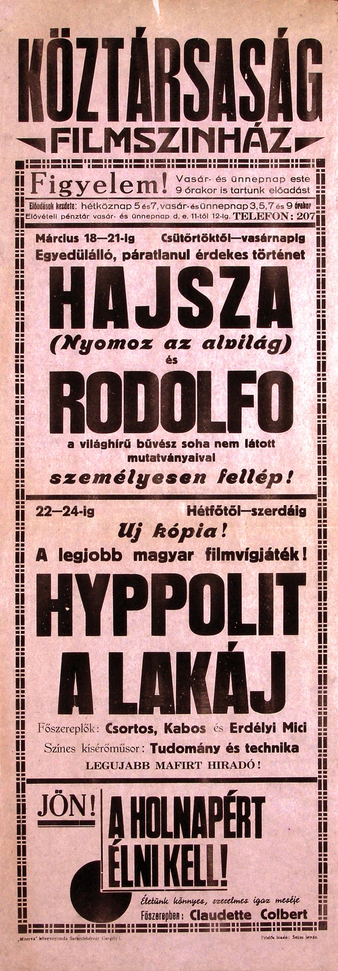 Köztársaság Filmszínház moziműsor plakát (Kecskeméti Katona József Múzeum CC BY-NC-SA)