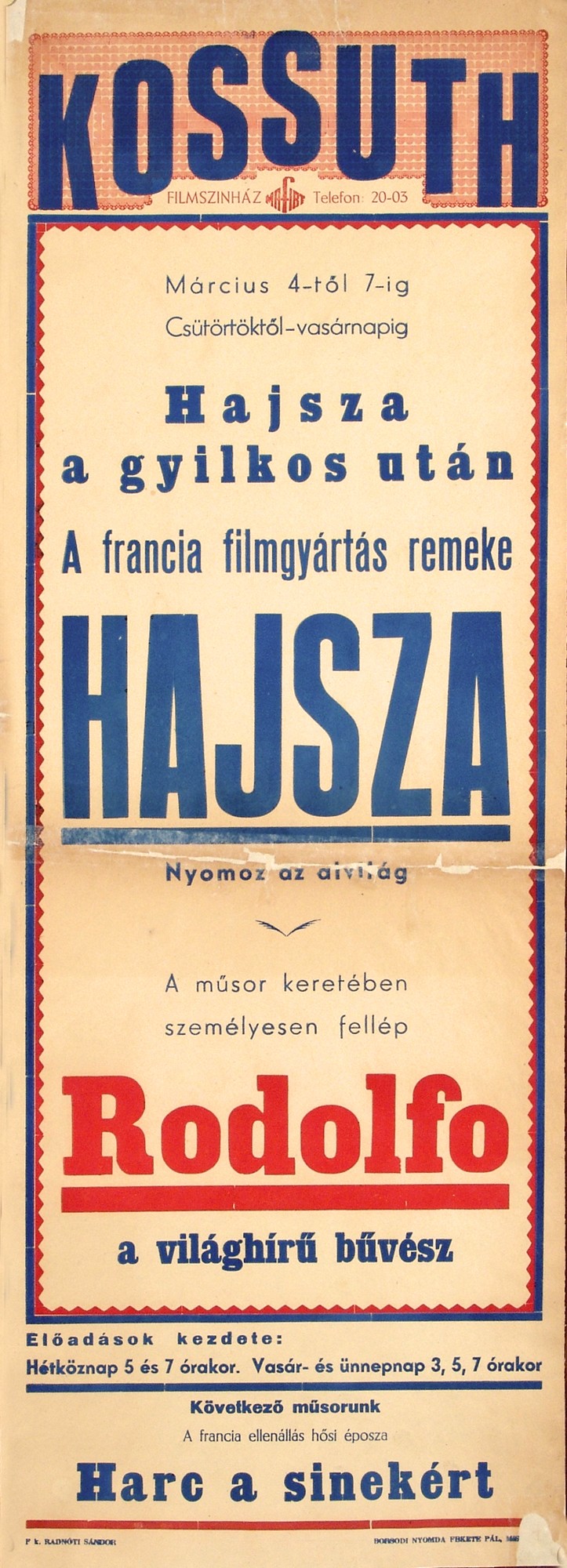 Kossuth Filmszínház mozivarieté plakát (Kecskeméti Katona József Múzeum CC BY-NC-SA)