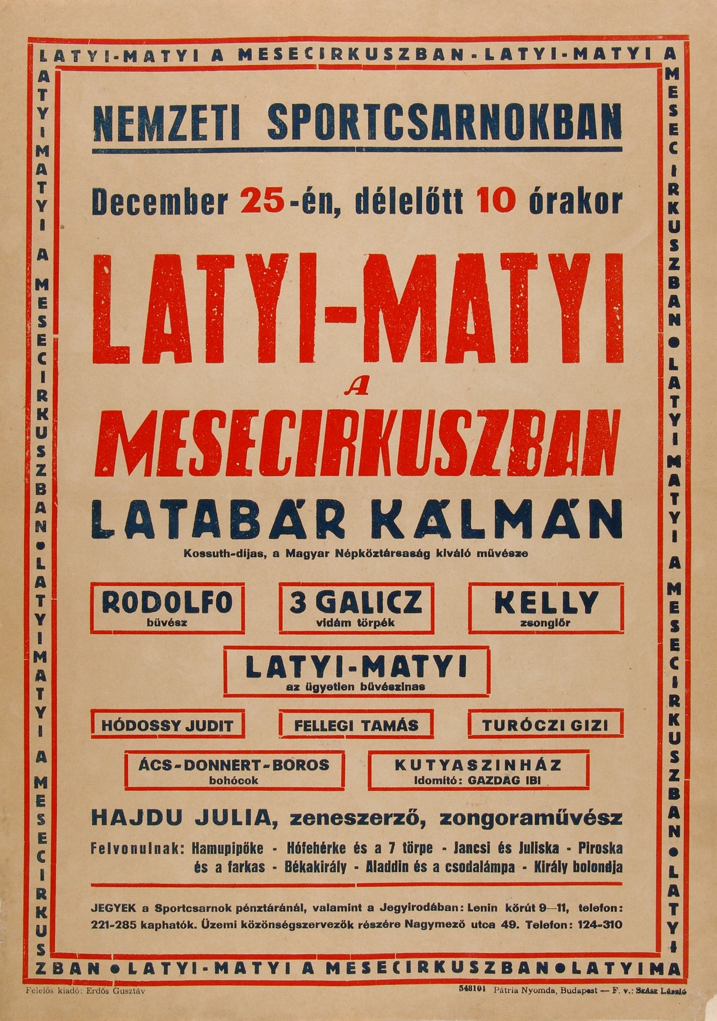 Latyi-Matyi a Mesecirkuszban színlap (Kecskeméti Katona József Múzeum CC BY-NC-SA)