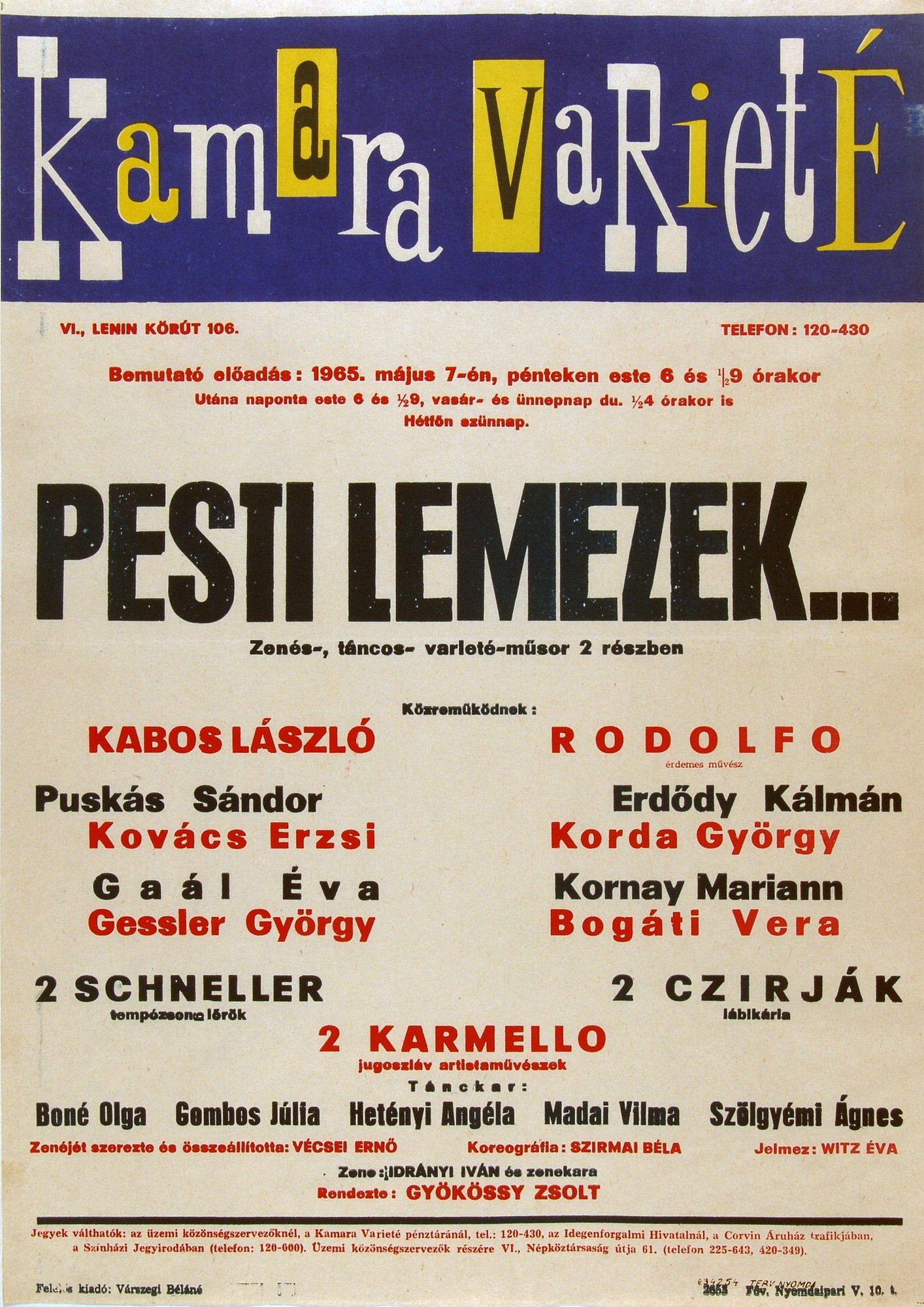 Pesti lemezek színlap (Kecskeméti Katona József Múzeum CC BY-NC-SA)