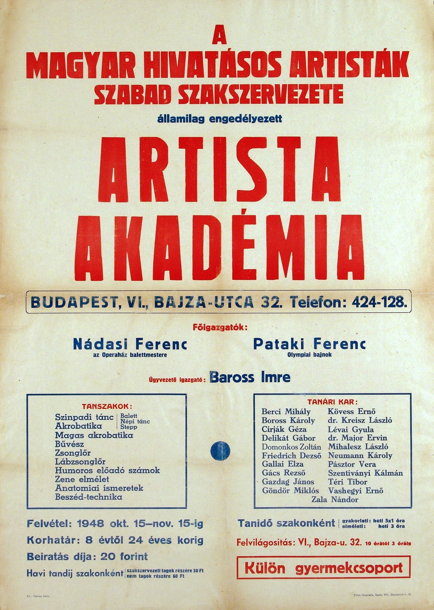 Artista Akadémia plakát (Kecskeméti Katona József Múzeum CC BY-NC-SA)