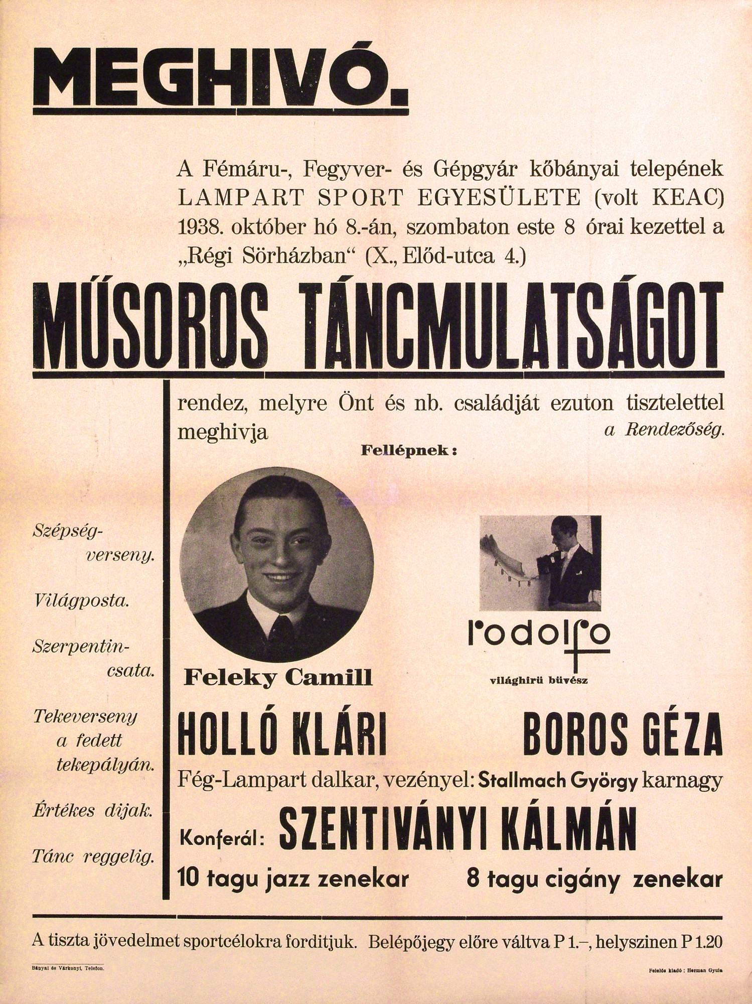 Meghívó műsoros táncmulatságra plakát (Kecskeméti Katona József Múzeum CC BY-NC-SA)