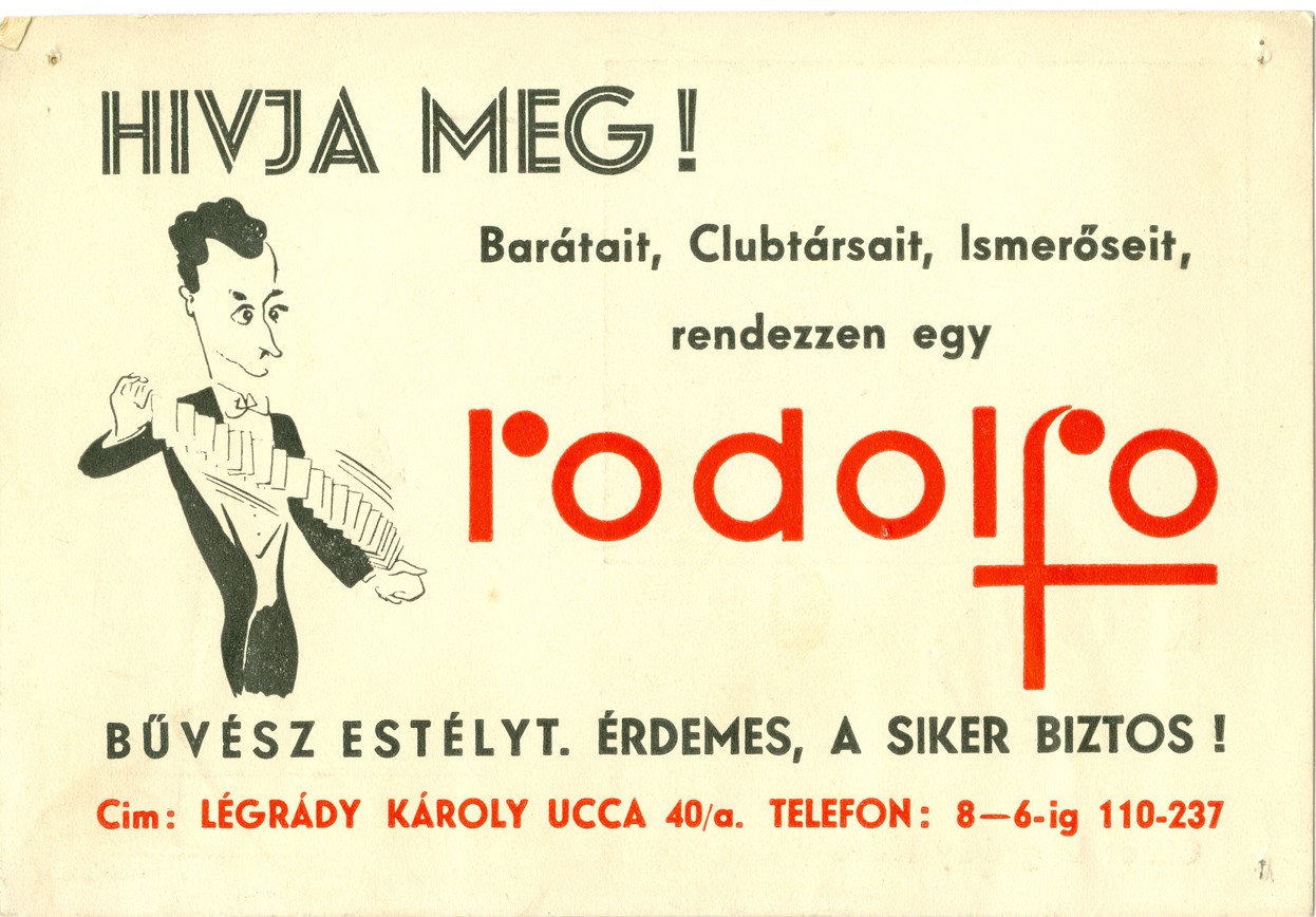 Rodolfo reklám levelezőlap (Kecskeméti Katona József Múzeum CC BY-NC-SA)