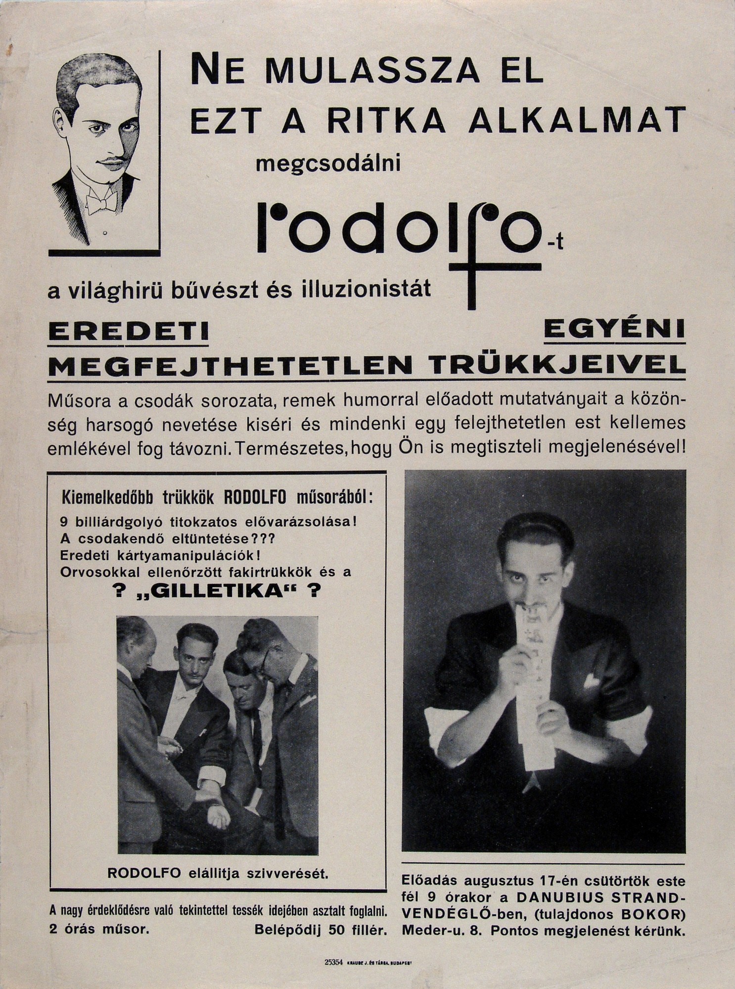 Rodolfo reklám szórólap (Kecskeméti Katona József Múzeum CC BY-NC-SA)