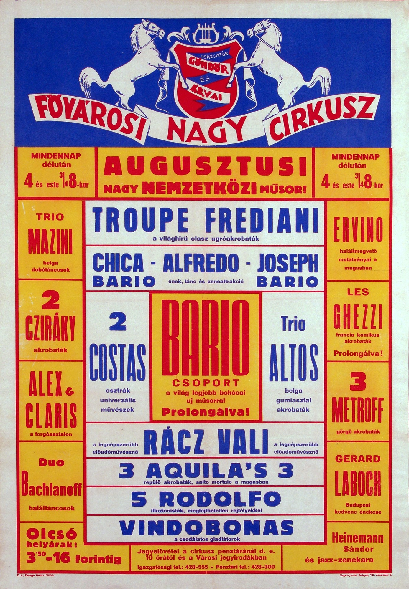 Fővárosi Nagycirkusz műsor plakát (Kecskeméti Katona József Múzeum CC BY-NC-SA)