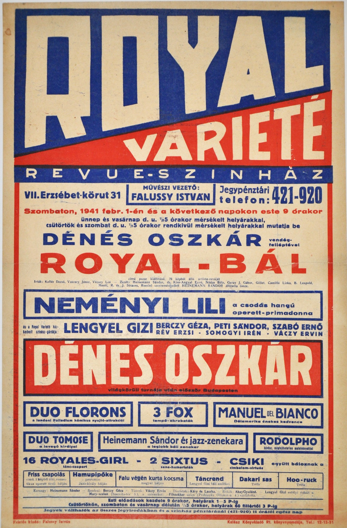 Royal-bál varieté színlap (Kecskeméti Katona József Múzeum CC BY-NC-SA)