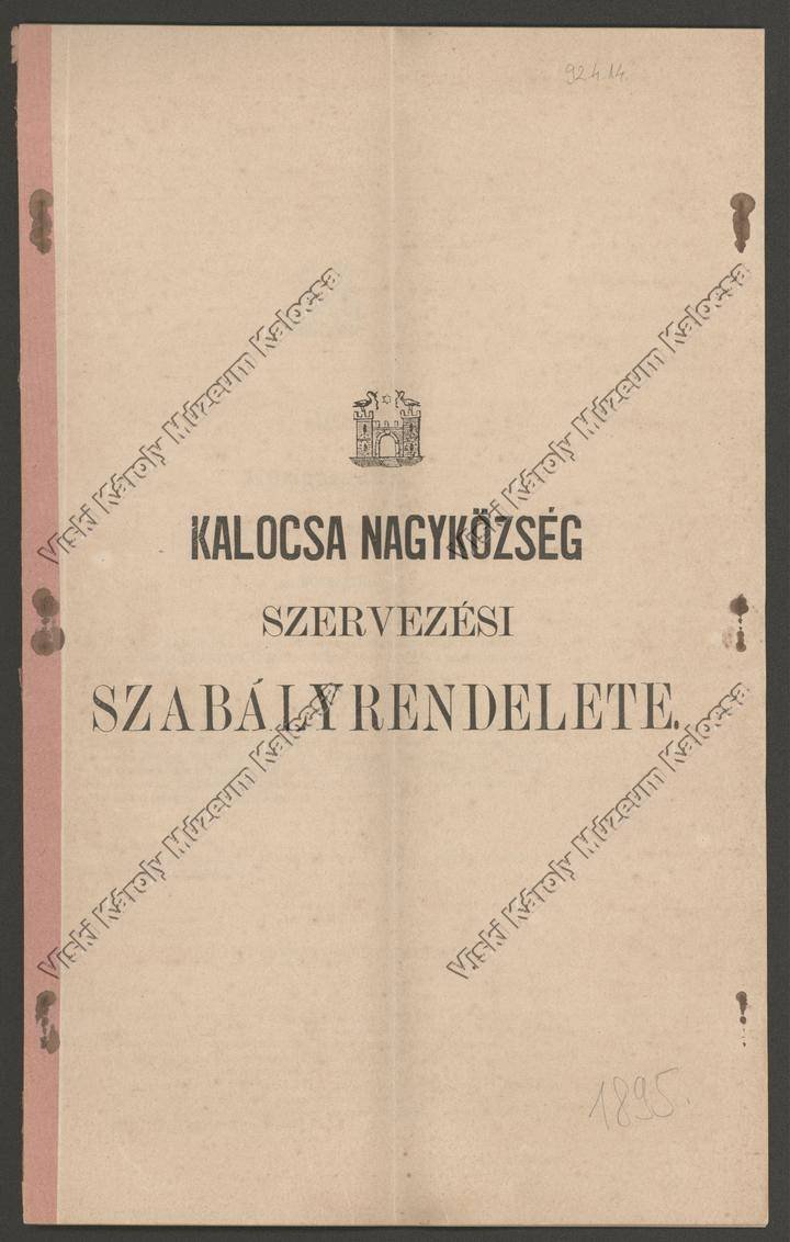 Rendelet tervezet (Viski Károly Múzeum Kalocsa RR-F)