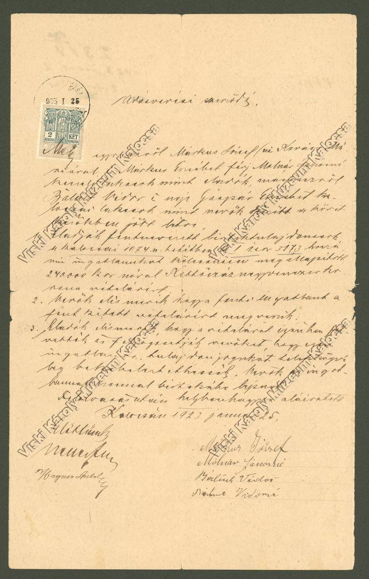 Szerződés (Viski Károly Múzeum Kalocsa RR-F)