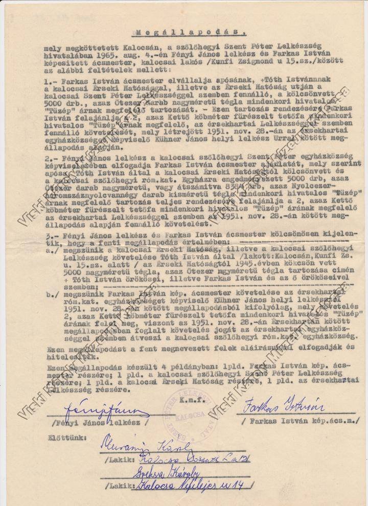 Megállapodás (Viski Károly Múzeum Kalocsa RR-F)