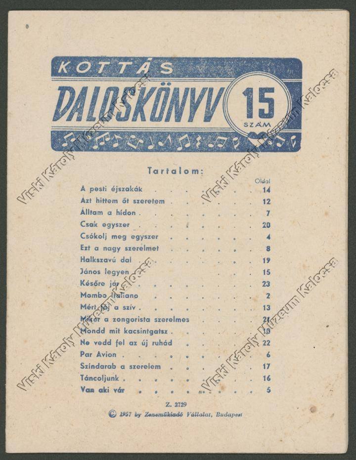 Daloskönyv (Viski Károly Múzeum Kalocsa RR-F)