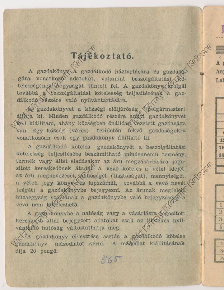 Gazdakönyv (Viski Károly Múzeum Kalocsa RR-F)