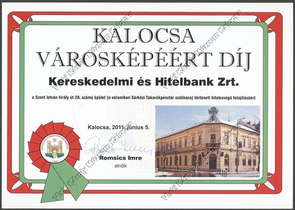 Emléklap (Viski Károly Múzeum Kalocsa RR-F)
