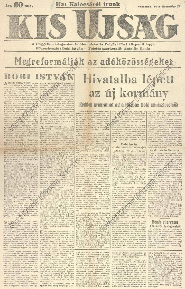 Újság, Kis újság (Viski Károly Múzeum Kalocsa RR-F)