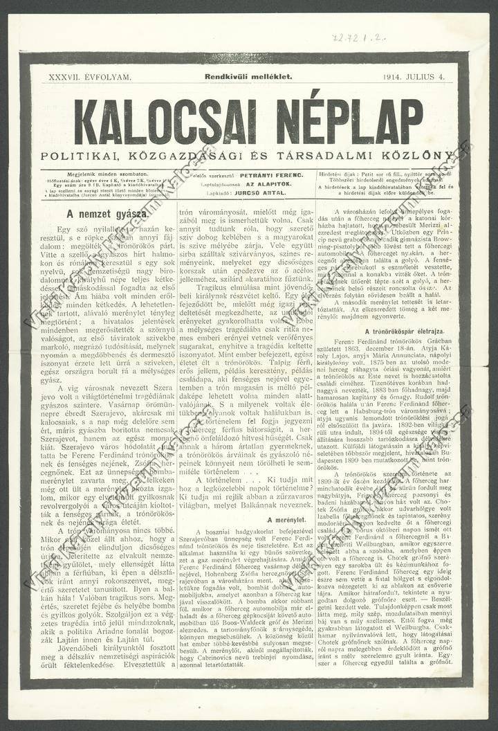 Újságmelléklet, Kalocsai Néplap (Viski Károly Múzeum Kalocsa RR-F)