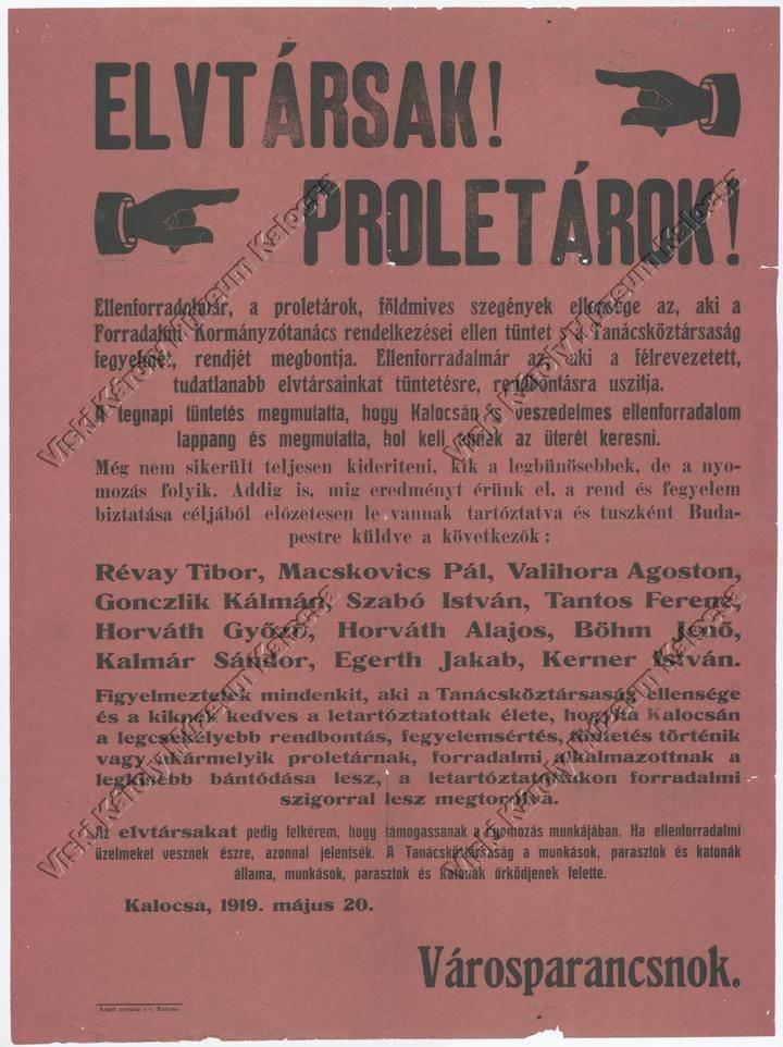Plakát (Viski Károly Múzeum Kalocsa RR-F)