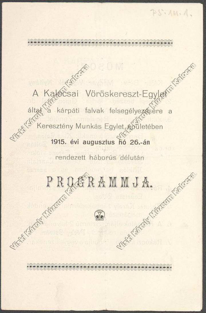 Program (Viski Károly Múzeum Kalocsa RR-F)