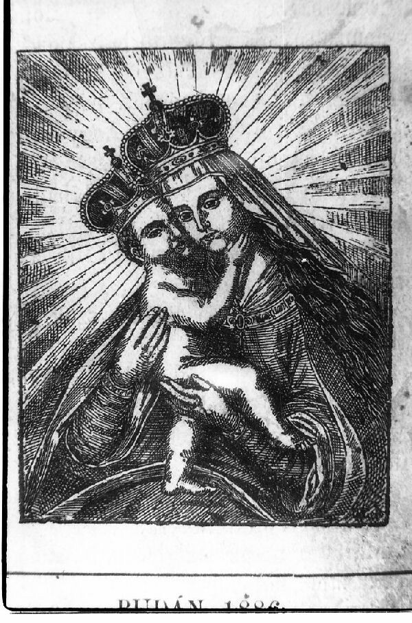 Ponyvafüzet, Mária a gyermek Jézussal, Kéziratos énekeskönyv egy lapja (MTA BTK Néprajztudományi Intézet CC BY-NC-SA)