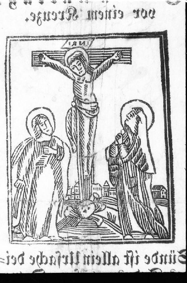 Ponyvafüzet, Jézus a keresztfán (német ponyva Buda, 1860) (MTA BTK Néprajztudományi Intézet CC BY-NC-SA)