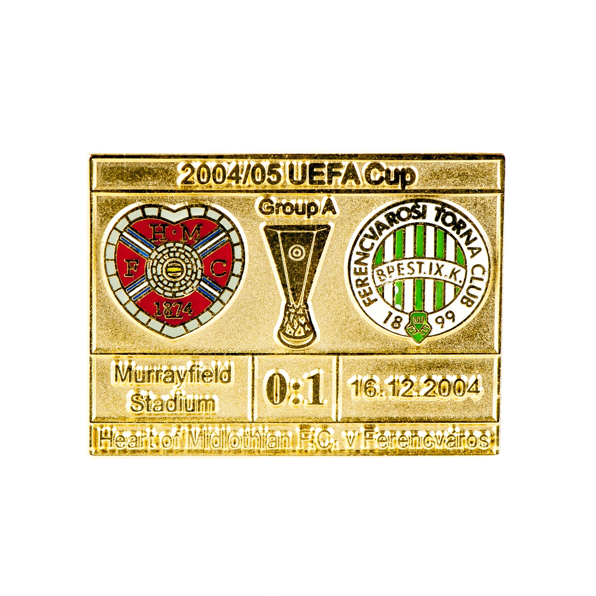 UEFA-kupa 2004/2005, Heart of Midlothian FC–FTC kitűző (Fradi Múzeum CC BY-NC-SA)
