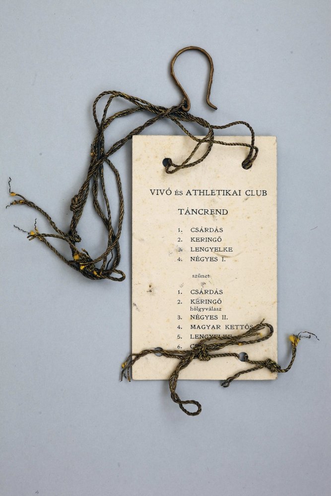 Táncrend, Vívó és Atlétikai Club (Budapesti Történeti Múzeum CC BY-NC-SA)