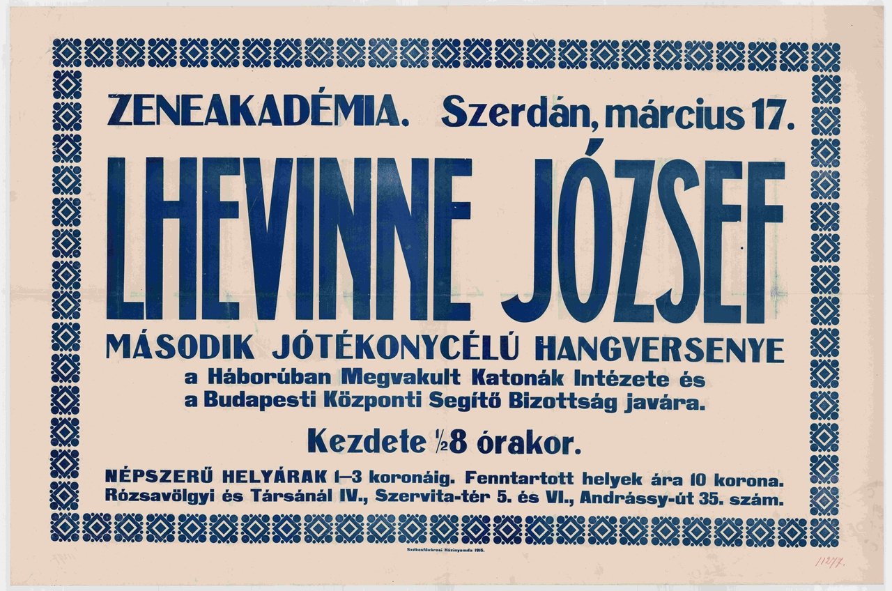 Lhevinne József 2. jótékony célú hangversenye (Budapesti Történeti Múzeum CC BY-NC-SA)